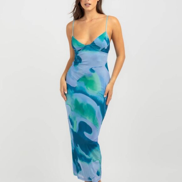 Ava And Ever Blue Patterned Maxi Dress - Picture 1 of 8